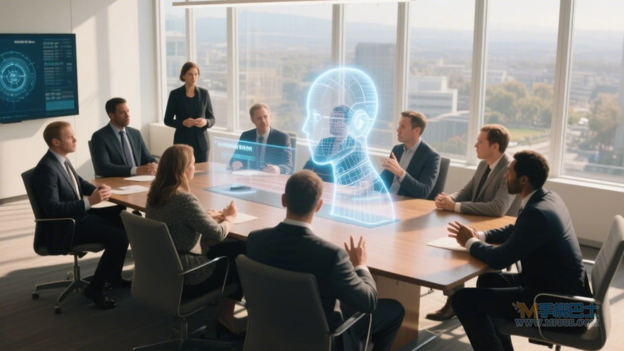 科技公司高層圍繞全息投影AI模型討論
