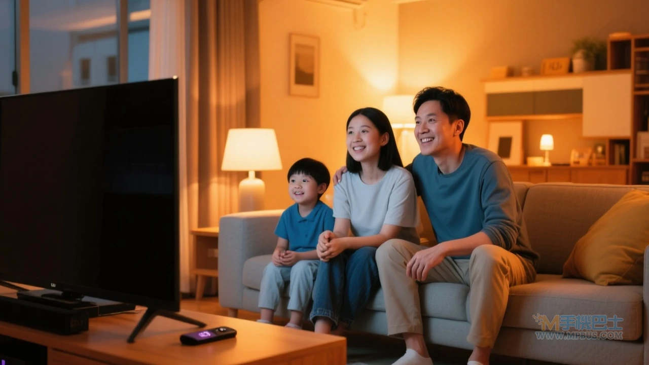 家庭客廳使用Roku播放影片場景