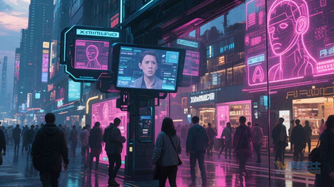 東京街頭AI監控螢幕與憂慮行人